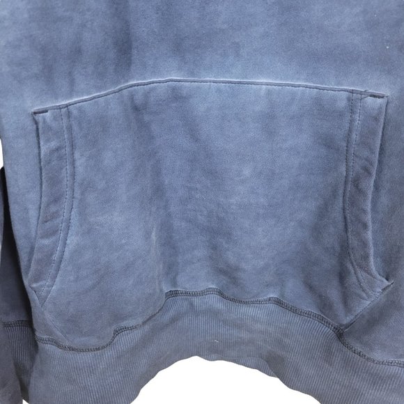 Sun + Stone Garment-Washed Fleece Hoodie Kangaroo pocket Hoodie Mens Navy Medium - Picture 6 of 8